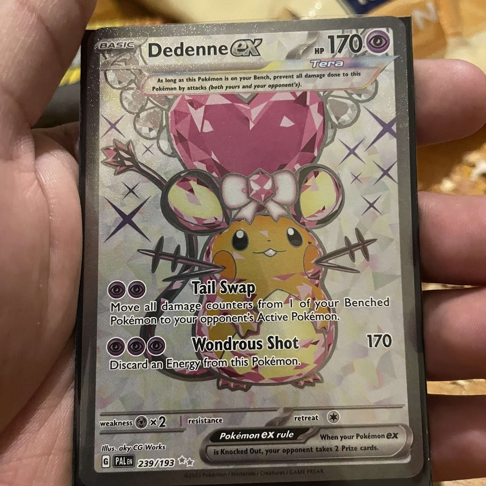 Pokemon Dedenne EX Trading Card - Pink and Yellow